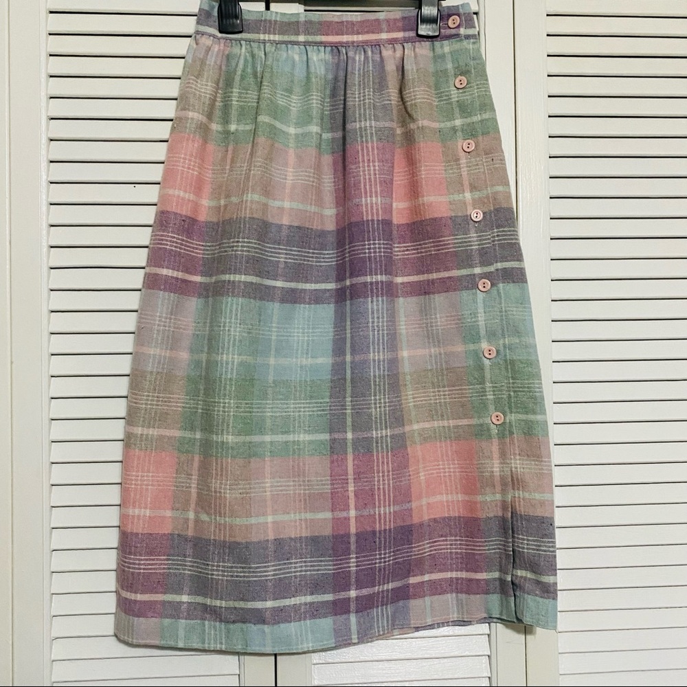 Vintage pastel plaid skirt